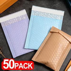 10-50Pcs 다채로운 버블 메일러 셀프 씰 봉투 배송 패키지 소규모 비즈니스 용품 배송을 위한 패딩 처리된 우편 가방