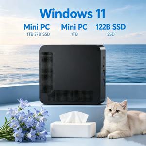 강화유리 미니 PC 코어 i3 6100 윈도우 11 프로 32GB 램 1TB/2TB SSD WiFi 6 BT5.2 4K HD 사무용 게임용 학습용 PC 3년 보증