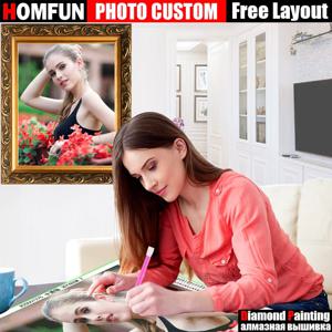 HOMFUN DIY 사진 사용자 정의 다이아몬드 그림 라인 석 다이아몬드 자수 구슬 장식 5D 크로스 스티치 5D 홈 장식
