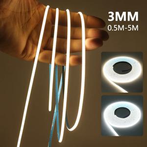 5V COB LED 스트립 조명 3mm PCB 초박형 유연한 테이프 320Leds/m RA90 디밍 가능 LED 리본 따뜻한 자연 흰색 선형 조명
