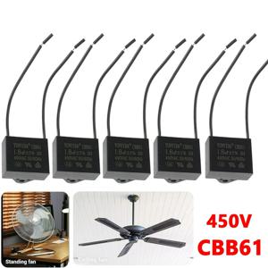 1/2/5PCS CBB61 모터 런 커패시터 450V AC 팬 커패시터 0.8/1/1.2/1.5/1.8/2/2.5/4/5/6/8/10UF 천장 팬 및 에어컨용