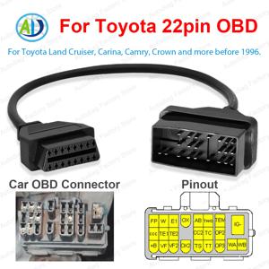 토요타 22핀 DLC 진단 어댑터용 OBD2 케이블 OBD1에서 16핀 커넥터로 변환 랜드크루저/카리나/캠리/크라운용 K-라인 진단