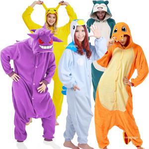 포켓몬 코스프레 의상 남성 여성 Kigurumis Anime Onesie Hallween 카니발 파티 복장 Gengar Pikachu Funny Jumpsuit