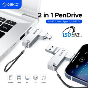 오리코 128GB USB C 플래시 드라이브 듀얼 USB 3.2 플래시 드라이브 타입 C + USB A 휴대용 타입-C 플래시 드라이브 2-in-1 USB-C 썸 드라이브