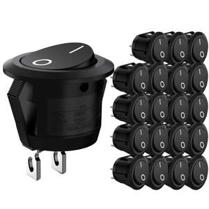 20개 10개 로커 스위치 블랙 온오프 2핀 미니 원형 토글 스위치 3A 250V 6A 125V 15MM 원형 스위치 RV 자동차 트럭 보트용