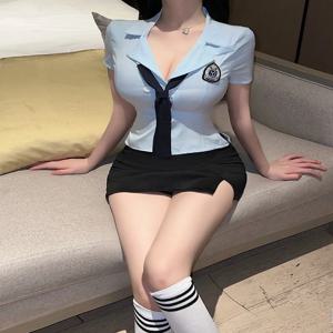 섹시한 야시장 사우나 여성 경찰 유니폼 롤플레잉 핫 세트 슬림 코스튬 의상 에이브릴 브랜드 (상표등록 없음)