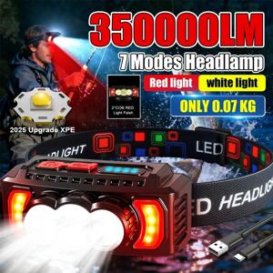 35000LM 헤드램프 슈퍼 강력한 손전등 EDC LED 손전등 휴대용 조명 야외 캠핑 하이킹을 위한 USB 충전식 램프