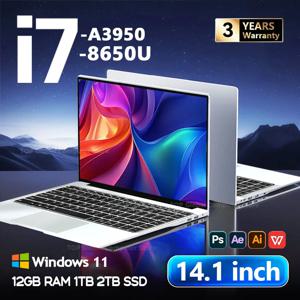 2026 14.1인치 노트북 인텔 코어 i7 8650U 아톰 A3950 휴대용 노트북 윈도우 11 컴퓨터 4K HD 12GB 램 1TB 2TB SSD 노트북 사무용