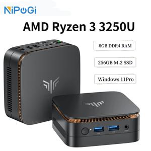 니포기 미니 PC AMD 라이젠 3 3250U 데스크탑 미니 컴퓨터 8GB 램 256GB M.2 SSD WiFi 5, BT 4.2, 듀얼 4K 디스플레이 윈도우 11 프로
