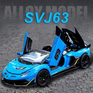 1:32 람보르기니 SVJ63 LP770 미니어처 모델 합금 다이캐스트 자동차 장난감 소리와 빛 풀백 도어 오픈 차량 소년용 패션 장식품