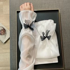 보우 매듭 아이스 슬리브 슈퍼 페어리 자외선 차단 슬리브 자외선 차단 드라이빙 루즈핏 큰 사이즈 벨 슬리브 팔토시