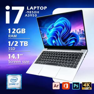 14.1인치 노트북 컴퓨터 인텔 코어 i7 9850H 아톰 3950 울트라 슬림 노트북 PC 12GB 램 1TB 2TB SSD 사무용/학습용 1920*1080 윈도우 11