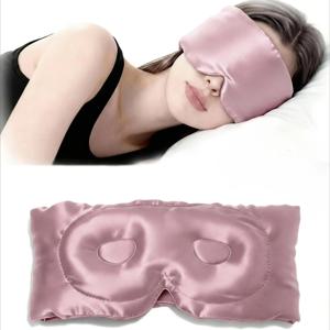 3D 멀베리 실크 수면 안대 블랙아웃 통기성 컨투어드 수면 마스크 여성 남성용 조절 가능 여행용 휴식 안대