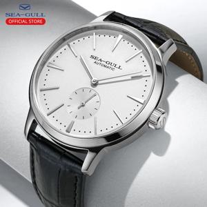 Seagull 6075 발렌타인 선물 남성용 기계식 시계 50M 방수 가죽 밴드 비즈니스 남성 손목시계 relogio masculino