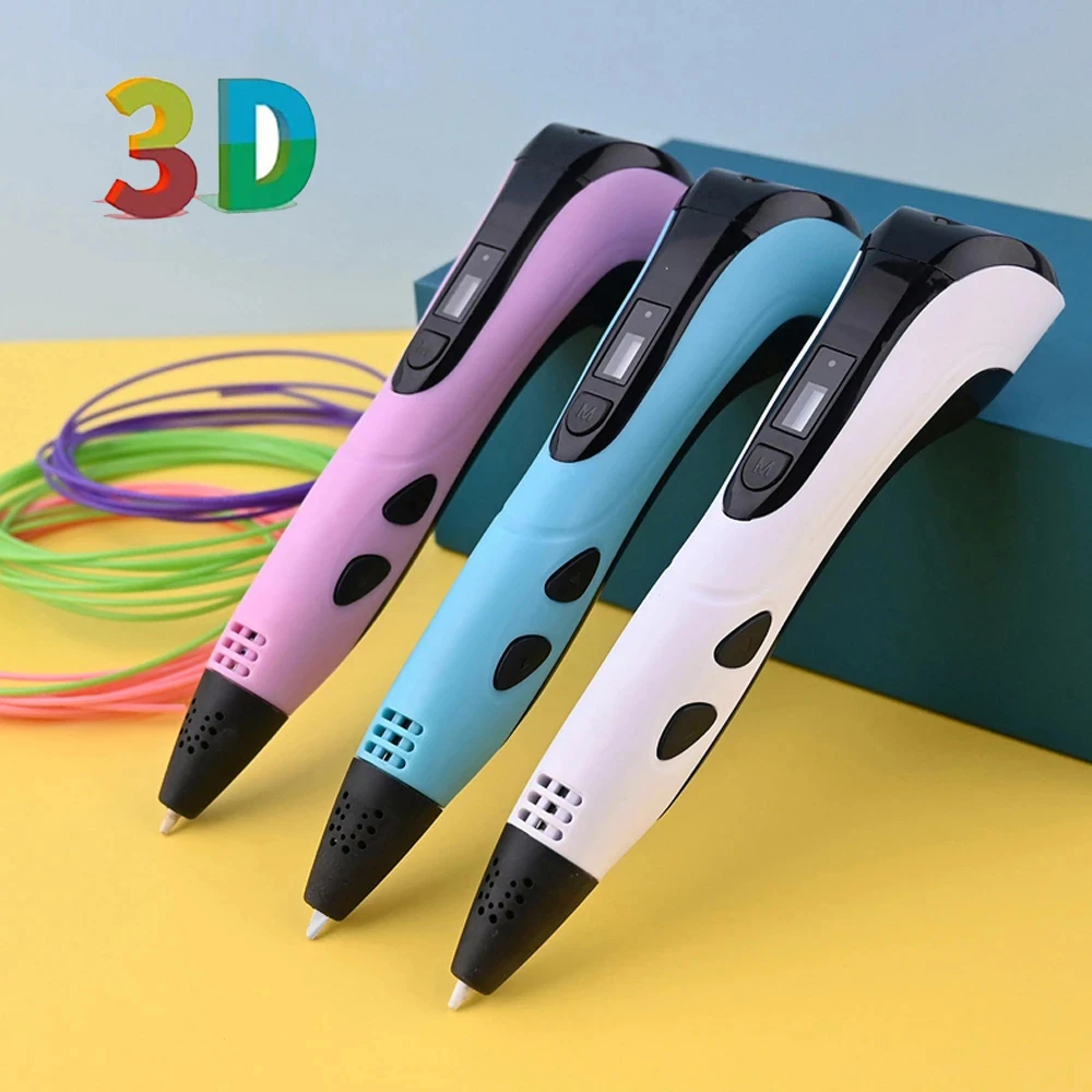 새로운 3D 프린팅 펜 3D 펜 세트 어린이를 위한 PLA 필라멘트가 포함된 LCD 디스플레이 어린이 생일 크리스마스 창의적인 DIY 선물