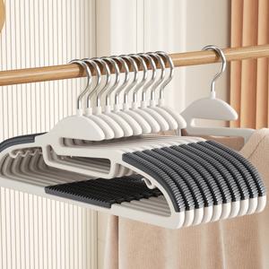 10Pcs 블랙/오렌지/그레이 다기능 습식 및 건식 가정용 옷걸이 옷을 걸기에 적합 침실 옷장 Anti-Slip