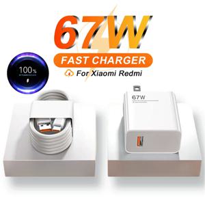 미국 플러그 6A 67W 터보 고속 USB 충전기 Xiaomi 10 11 12 13T 14T Redmi Note 11S 12 13 14 POCO X4 F5 Type C 빠른 충전 케이블