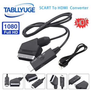 SCART-HDMI 호환 변환기 케이블 1080P SCART 입력 HDMI 출력 HD 720P/1080P 스위치 비디오 오디오 변환기 어댑터(HDTV/BOX용)
