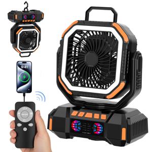 40000mAh 대용량 배터리 LED 조명 캠핑 팬 이동식 무선 공기 순환기 후크가 있는 야외 환풍기