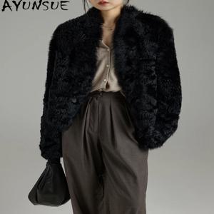 AYUNSUE 천연 양피 모피 코트 여성 럭셔리 의류 여성 진짜 가죽 자켓 겨울 자켓 2025 짧은 스타일 Шуба Женская
