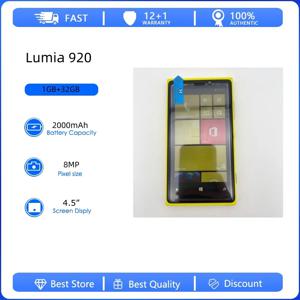 잠금 해제된 리퍼비시 정품 Lumia 920 4G 싱글 심 GSM 900/1800 휴대폰 2000mAh 8MP 핀란드 제조