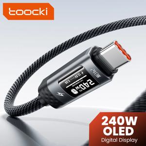 투키 240W USB C 케이블 고속 충전 OLED 디지털 디스플레이 PD 3.1 타입 C to USB C 데이터 케이블 맥북 아이폰 16 17 삼성 S25용