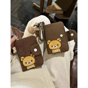 새로운 오리지널 자수 만화 곰 여권 가방 다용도 대용량 문서 보관 가방 휴대용 여행 귀여운 동전 지갑