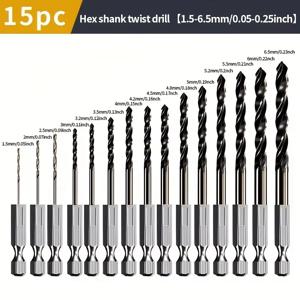 15PCS 1.5mm-6.5mm 코발트 코팅 트위스트 드릴 비트 세트 HSS M35 건 드릴 비트 (목재/금속 홀 커터 전동 공구용)