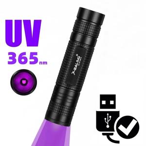 365nm 미니 UV LED 블랙라이트 손전등 USB 충전식 네일 램프 애완동물 얼룩 누출 탐지기 광석 돈 전갈 탐지 조명