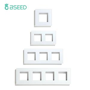 ​ BSEED EU 표준 크리스탈 패널 벽면 소켓 프레임 유리 스위치 패널 금속판 포함 86/157/228/299mm 화이트 블랙 골든