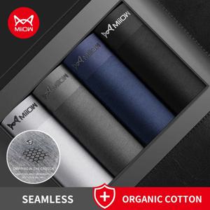 MiioW 4Pcs 유기농 면화 남자 복서 반바지 항균 Innerwear 남자 속옷 복서 남자 팬티 남성 트렁크 팬티 새로운
