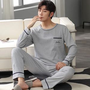 새로운 도착 봄 남성 잠옷 긴 소매 남성 잠옷 세트 남성 니트 코튼 잠옷 남성 잠옷 정장 homewear 4XL
