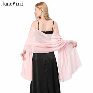 JaneVini 우아한 핑크 쉬폰 신부 볼레로 롱 케이프 숄 볼레로 숄 여성 화이트 웨딩 파티 드레스 브라이덜 랩 스톨