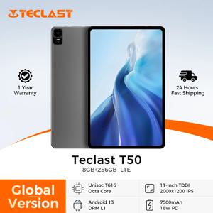 Teclast T50 태블릿, 11 인치 2K 화면, 8GB RAM, 256GB ROM, Unisoc T616 옥타 코어, 안드로이드 13, Widevine L1, 20MP 카메라, 4G LTE 통화 태블릿