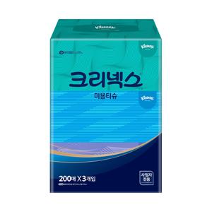 크리넥스 미용티슈 각티슈 2겹 200매 3개입 4600161