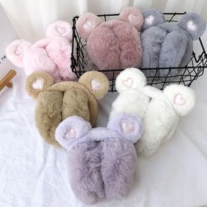 여성용 귀여운 곰 귀 따뜻한 귀마개, 플러시 두껍고 부드러운 귀마개, 성인 및 어린이용 귀 보호, 따뜻한 귀마개, 겨울