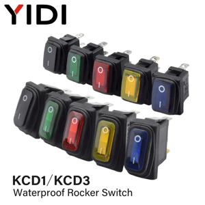 KCD1 KCD3 라이트 버튼 스위치 방수 조명 로커 스위치 12V 220V 램프 2/3 핀 SPST ON OFF 자동차 대시 보드 보트 마린