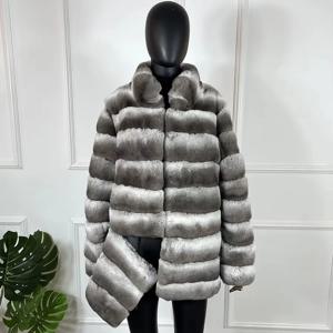 여성용 진짜 렉스 토끼 모피 코트, 친칠라 모피 코트, 여성용 베스트 셀러 의류, 긴 코트, 겨울