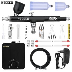 Neoeco 30PSI 에어 브러시 키트, 듀얼 액션 다기능 휴대용 에어 브러시 세트 페인팅 케이크 모델 용 소음 감소 압축기