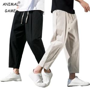 새로운 남성 리넨 경량 운동복 코튼 솔리드 컬러 통기성 조깅 남성 헐렁한 바지 streetwear 긴 바지 남성