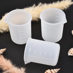 5pcs 100ml 실리콘 측정 컵 규모 식품 등급 분리 컵으로 투명 DIY 케이크 에폭시 수지 쥬얼리 만들기 도구