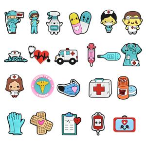 의사 간호사 만화 PVC 구두 매력 액세서리 DIY 슬리퍼 샌들 구두 버클 핀 병원 시리즈 구두 장식 친구 선물