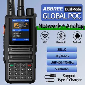 ABBREE GP-889 듀얼 모드 글로벌 POC 네트워크 워키토키 젤로 라디오, UHF 블루투스, 와이파이, 4G 심카드, 안드로이드 장거리 햄 라디오