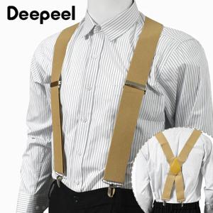 Deepeel 패션 남성용 탄성 멜빵, 5cm 너비, 4 클립 스트랩 조정, 남성 교정기 하네스, 남성 세트 바지 벨트 액세서리
