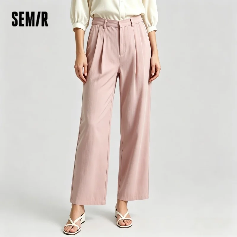 Semir 탄성 허리 데님 바지 여성 Draped Fit 2025 여름 새로운 냉각 넓은 다리 바지