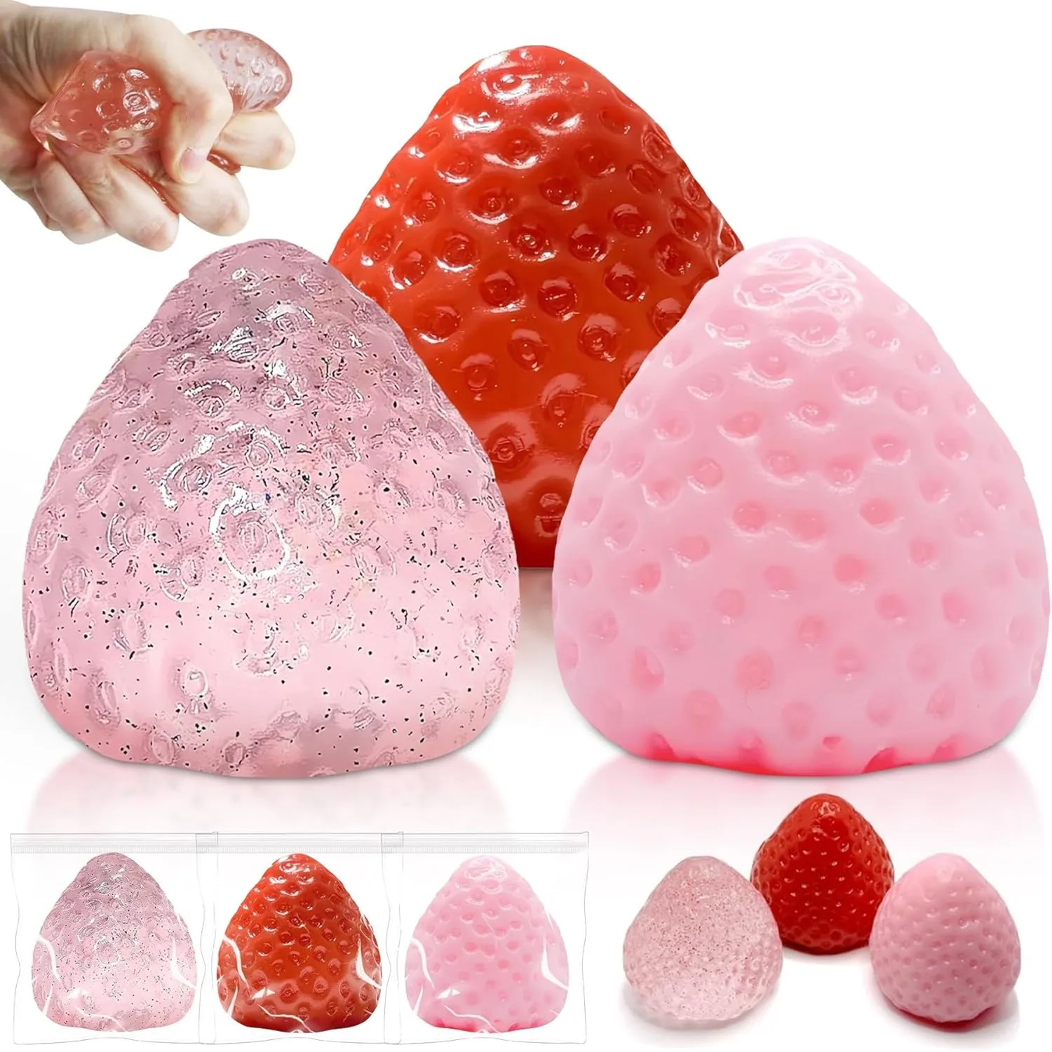 Taba Squishies 딸기 과일 스퀴즈 장난감 Kawaii Sticky 스트레스 Fidget 장난감 선물 어린이 성인을위한 완벽한 책상 액세서리