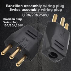 검정색 250V 10A 및 20A 구리 CE 스위스 전원 케이블 조립 배선 플러그 3극 커넥터 유로 산업용 전원 코드 플러그