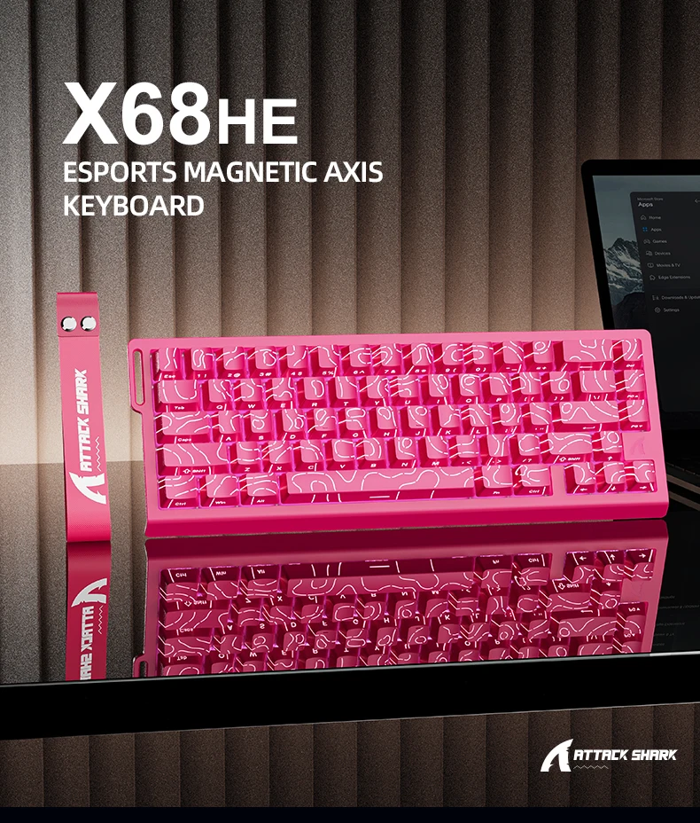 ATTACK SHARK X68HE 마그네틱 키보드 레드 유선 기계식 프로 게임용 0.01mm 래피드 트리거 8000Hz SOCD/Rs 0.125ms 128K 속도