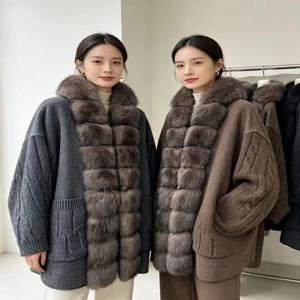 2025 최신 여성용 털 코트, 패셔너블하고 스타일리쉬한 동물 프린트, 긴 소매, 지퍼 여밈, 가을 겨울 시즌 아우터웨어