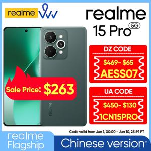 [월드 프리미어] 리얼미 15 프로 5G 스마트폰 중국 버전 6.8인치 144HZ 7000mAh 80W 슈퍼VOOC 50MP 후면 카메라 스냅드래곤 7 Gen 4